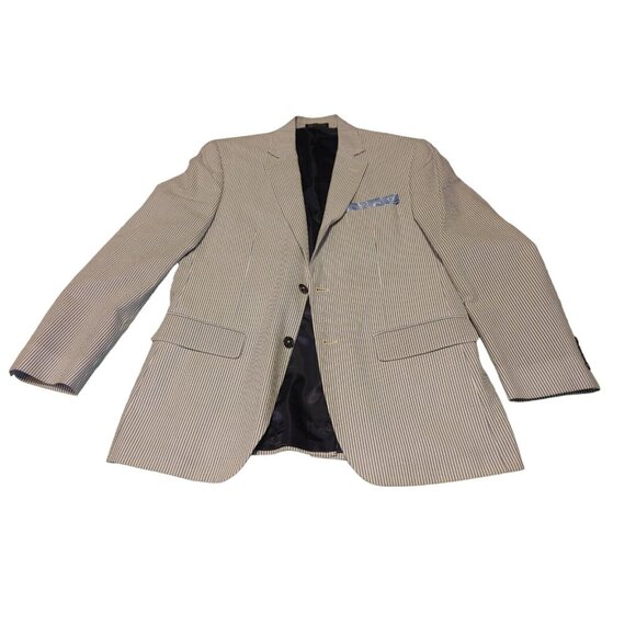 Mens navy blue LINEA UOMO blazer 2 pieces sport suit coat wool two 34W 30L - Picture 6 of 16